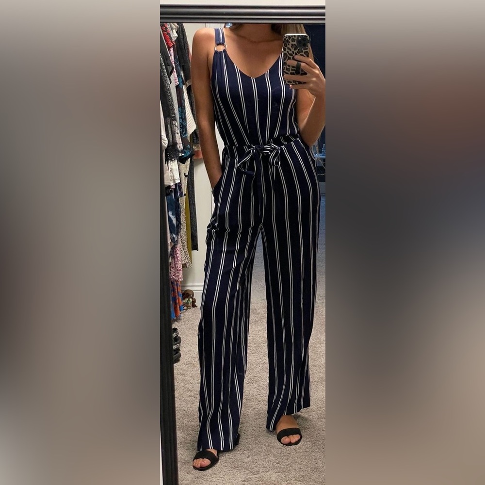 Blue Striped Jumpsuit